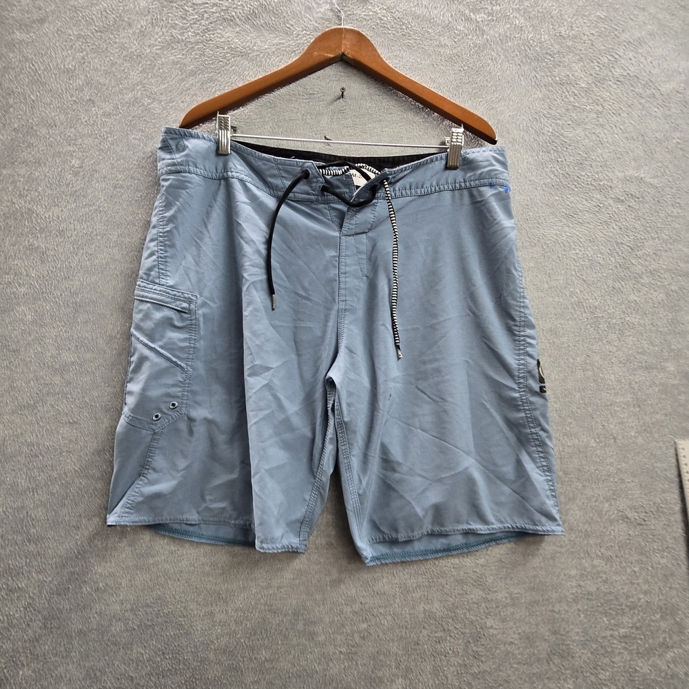 Volcom Men Shorts 36 Blue Cargo Swimwear MOD-TECH Board Shorts Zipper Logo